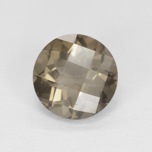 7.1mm Round Brown Smoky Quartz from Brazil, Weight of 1.22ct, Natural untreated Gemstone in VVS Clarity, 1pc Round Checkerboard Smoky Quartz - Color: , Mohs Hardness of 7 suitable for daily wear jewelry, Photo A