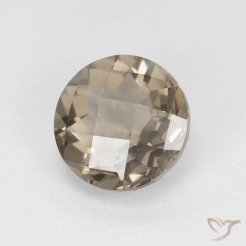 1.26 ct Brown Smoky Quartz Stone, Natural Smoky Quartz in Round Checkerboard Shape for Sale
