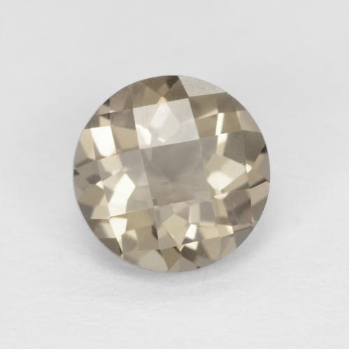 1.19ct Round Checkerboard Brown Smoky Quartz from Brazil, Dimension 7.1mm, Natural untreated Gemstone, VVS Clarity, 1 piece Smoky Quartz in Light Neutral Brown Color, Mohs Hardness of 7 suitable for daily wear jewelry, Photo A