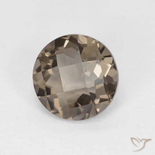 1.27 ct Brown Smoky Quartz Stone, Natural Smoky Quartz in Round Checkerboard Shape for Sale