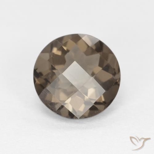 Quartz Fumé Brun round checkerboard 1,13 ct du Brésil, dimension 7mm, pierre gemme naturelle Non traité, pureté vvs, 1 pièce Quartz Fumé de couleur Brun moyen, dureté Mohs de 7 convient aux bijoux de tous les jours, pierre de sagesse, Photo A
