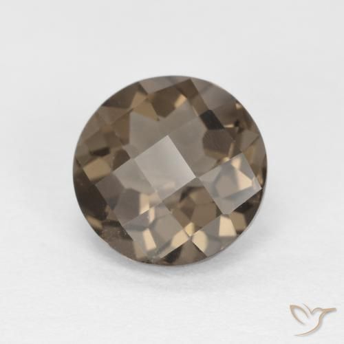 1.13 ct Brown Smoky Quartz Stone, Natural Smoky Quartz in Round Checkerboard Shape for Sale