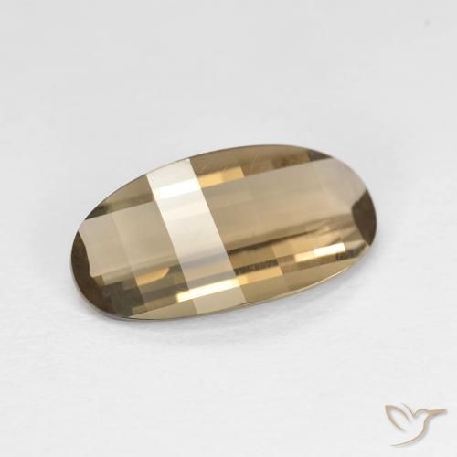 2.42 ct Brown Smoky Quartz Stone, Natural Smoky Quartz in Oval Concave Cut Shape for Sale