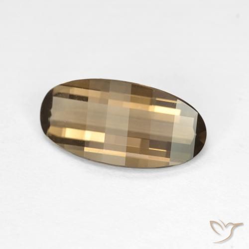 2.28 ct Brown Smoky Quartz Stone, Natural Smoky Quartz in Oval Concave Cut Shape for Sale