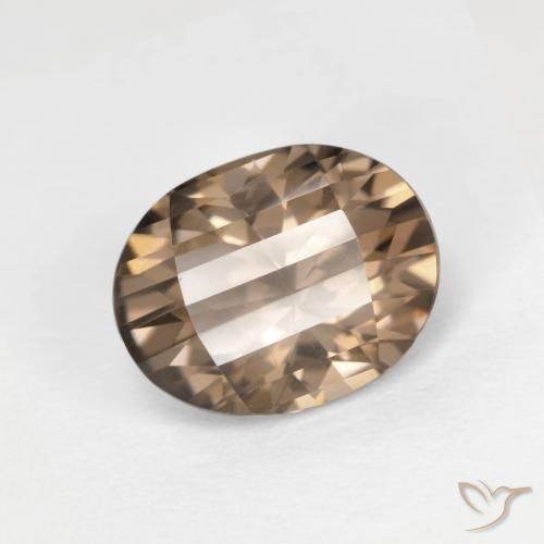 2.51 ct Brown Smoky Quartz Stone, Natural Smoky Quartz in Oval Concave Cut Shape for Sale