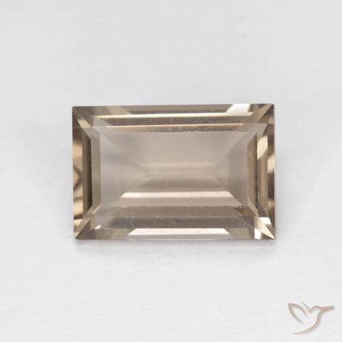 9.1 x 6.1mm Baguette Facet Brown Smoky Quartz from Brazil, Weight of 1.59ct, Natural untreated Gemstone in VVS Clarity, 1pc Smoky Quartz - Color: Light Neutral Brown, Mohs Hardness of 7 suitable for daily wear jewelry, Photo A