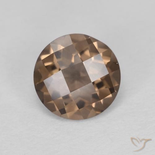 1.19ct Round Checkerboard Brown Smoky Quartz from Brazil, Dimension 7.1mm, Natural untreated Gemstone, VVS Clarity, 1 piece Smoky Quartz in Color, Mohs Hardness of 7 suitable for daily wear jewelry, Photo A