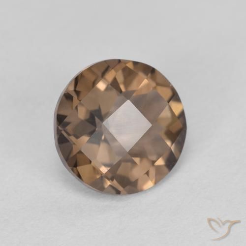 1.19 ct Brown Smoky Quartz Stone, Natural Smoky Quartz in Round Checkerboard Shape for Sale