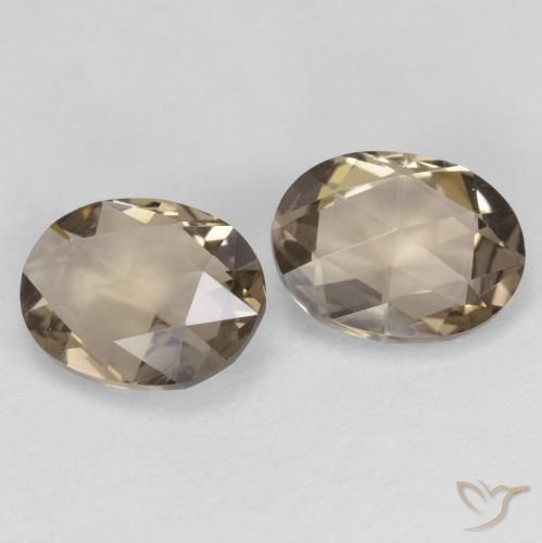 2.25 ctw Brown Smoky Quartz Stones, Natural Smoky Quartz in Oval Rose-Cut (double sided) Shape for Sale