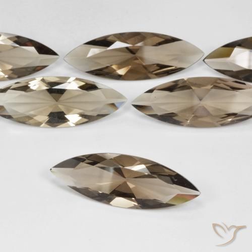 30.70 ctw Brown Smoky Quartz Stones, Natural Smoky Quartz in Marquise Concave Cut Shape for Sale