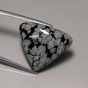 17.24 ct Multicolor Snowflake Obsidian Gemstone, Snowflake Obsidian Gem in Trillion Cabochon Shape for Sale.