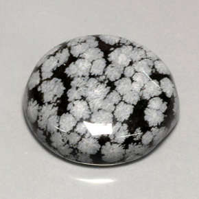 44.13 ct Multicolor Snowflake Obsidian Gemstone, Snowflake Obsidian Gem in Round Cabochon Shape for Sale.