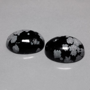 10.37 ct Multicolor Snowflake Obsidian Gemstone, Snowflake Obsidian Gem in Oval Cabochon Shape for Sale.