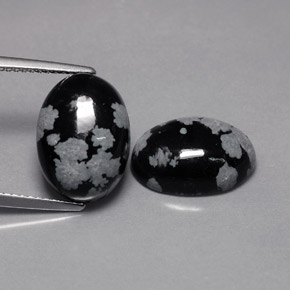 10.37 ct Multicolor Snowflake Obsidian Stone, Natural Snowflake Obsidian in Oval Cabochon Shape for Sale