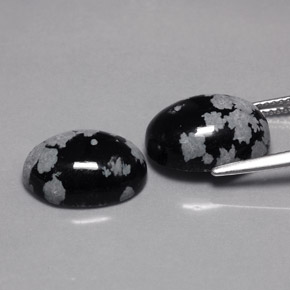 Snowflake Obsidian Gemstone in 14 x 10 mm (calibrated) Size for Sale, Snowflake Obsidian Stone in Snowflake Color