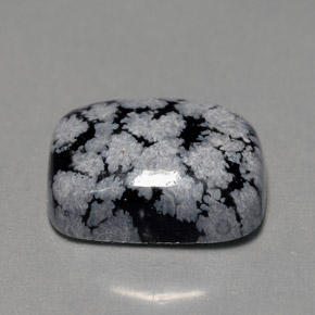 7.03 ct Multicolor Snowflake Obsidian Gemstone, Snowflake Obsidian Gem in Cushion Cabochon Shape for Sale.
