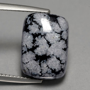 7.03 ct Multicolor Snowflake Obsidian Stone, Natural Snowflake Obsidian in Cushion Cabochon Shape for Sale