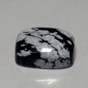 7.06 ct Multicolor Snowflake Obsidian Gemstone, Snowflake Obsidian Gem in Cushion Cabochon Shape for Sale.