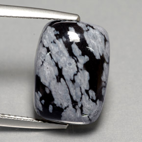 7.06 ct Multicolor Snowflake Obsidian Stone, Natural Snowflake Obsidian in Cushion Cabochon Shape for Sale