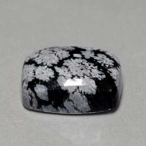 6.92 ct Multicolor Snowflake Obsidian Gemstone, Snowflake Obsidian Gem in Cushion Cabochon Shape for Sale.