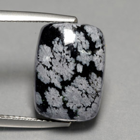 6.92 ct Multicolor Snowflake Obsidian Stone, Natural Snowflake Obsidian in Cushion Cabochon Shape for Sale