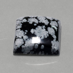 12.23 ct Multicolor Snowflake Obsidian Gemstone, Snowflake Obsidian Gem in Square Cabochon Shape for Sale.