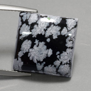 12.23 ct Multicolor Snowflake Obsidian Stone, Natural Snowflake Obsidian in Square Cabochon Shape for Sale