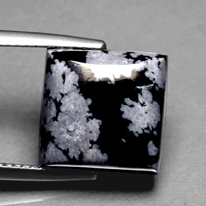 7.80 ct Multicolor Snowflake Obsidian Stone, Natural Snowflake Obsidian in Square Cabochon Shape for Sale