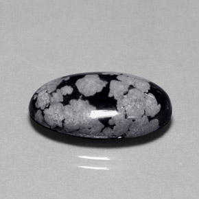 9.62 ct Multicolor Snowflake Obsidian Gemstone, Snowflake Obsidian Gem in Oval Cabochon Shape for Sale.