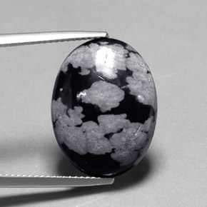 9.62 ct Multicolor Snowflake Obsidian Stone, Natural Snowflake Obsidian in Oval Cabochon Shape for Sale