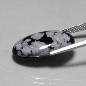 Snowflake Obsidian Gemstone in 20 x 15 mm (calibrated) Size for Sale, Snowflake Obsidian Stone in Snowflake Color