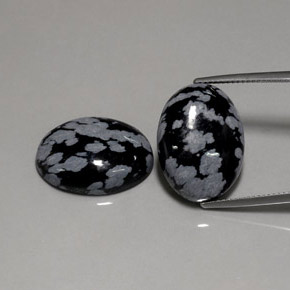 24.86 ct Multicolor Snowflake Obsidian Stone, Natural Snowflake Obsidian in Oval Cabochon Shape for Sale