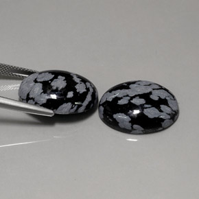 Snowflake Obsidian Gemstone in 20 x 15 mm (calibrated) Size for Sale, Snowflake Obsidian Stone in Snowflake Color