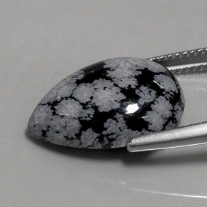 Snowflake Obsidian Gemstone in 18 x 13 mm (calibrated) Size for Sale, Snowflake Obsidian Stone in Black White Color