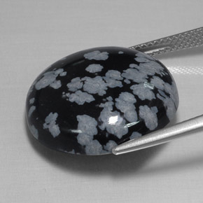 Snowflake Obsidian Gemstone in 20.1 mm Size for Sale, Snowflake Obsidian Stone in Gray-White Black Color