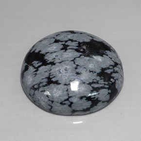 16.26 ct Black Snowflake Obsidian Gemstone, Snowflake Obsidian Gem in Round Cabochon Shape for Sale.
