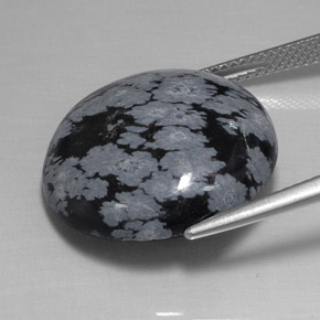 Snowflake Obsidian Gemstone in 20.1 mm Size for Sale, Snowflake Obsidian Stone in Gray-White Black Color