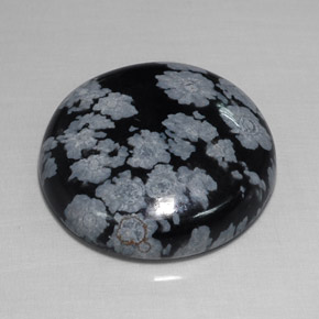 15.77 ct Multicolor Snowflake Obsidian Gemstone, Snowflake Obsidian Gem in Round Cabochon Shape for Sale.