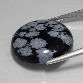 Snowflake Obsidian Gemstone in 19.9 mm Size for Sale, Snowflake Obsidian Stone in Snowflake Color