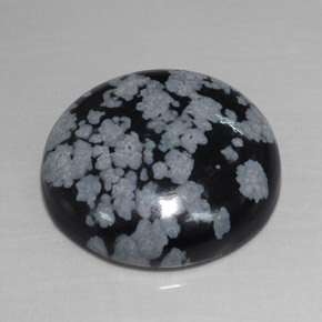 16.38 ct Multicolor Snowflake Obsidian Gemstone, Snowflake Obsidian Gem in Round Cabochon Shape for Sale.