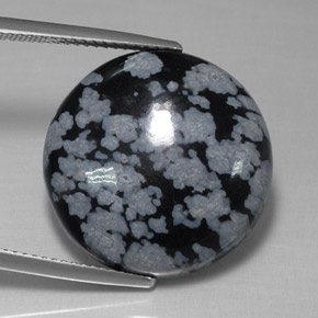 16.38 ct Multicolor Snowflake Obsidian Stone, Natural Snowflake Obsidian in Round Cabochon Shape for Sale