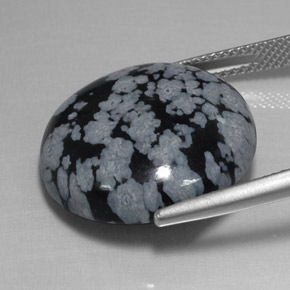 Snowflake Obsidian Gemstone in 19.9 mm Size for Sale, Snowflake Obsidian Stone in Snowflake Color