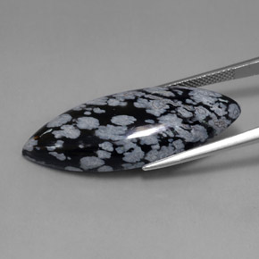 Snowflake Obsidian Gemstone in 35.4 x 14.8 mm Size for Sale, Snowflake Obsidian Stone in Gray-White Black Color