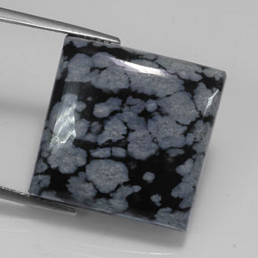 20.67 ct Black Snowflake Obsidian Gemstone, Snowflake Obsidian Gem in Square Cabochon Shape for Sale.