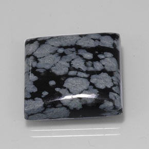 20.67 ct Black Snowflake Obsidian Stone, Natural Snowflake Obsidian in Square Cabochon Shape for Sale