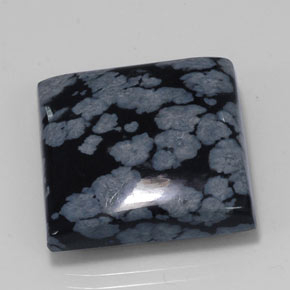 23.11 ct Black Snowflake Obsidian Stone, Natural Snowflake Obsidian in Square Cabochon Shape for Sale