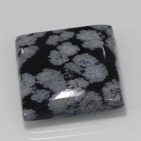20.36 ct Black Snowflake Obsidian Stone, Natural Snowflake Obsidian in Square Cabochon Shape for Sale