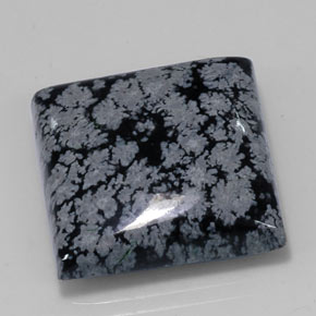 22.09 ct Black Snowflake Obsidian Stone, Natural Snowflake Obsidian in Square Cabochon Shape for Sale