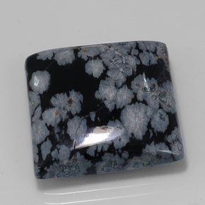 20.19 ct Black Snowflake Obsidian Stone, Natural Snowflake Obsidian in Square Cabochon Shape for Sale