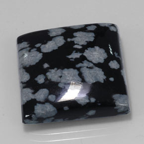 21.34 ct Black Snowflake Obsidian Stone, Natural Snowflake Obsidian in Square Cabochon Shape for Sale